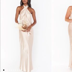 SHOW ME YOUR MUMU Luxe Champagne floor length dress. worn once! Low back